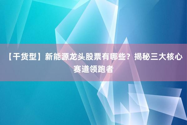 【干货型】新能源龙头股票有哪些？揭秘三大核心赛道领跑者