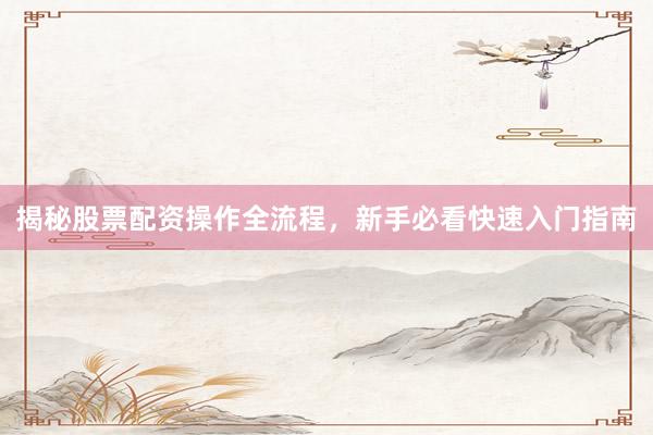 揭秘股票配资操作全流程，新手必看快速入门指南