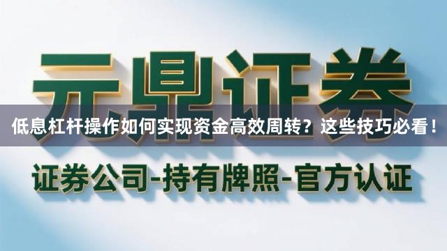 低息杠杆操作如何实现资金高效周转？这些技巧必看！