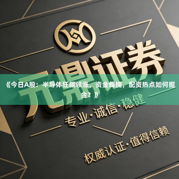 《今日A股：半导体狂飙领涨，资金蜂拥，配资热点如何掘金？》