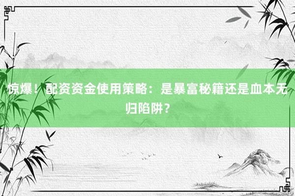 惊爆！配资资金使用策略：是暴富秘籍还是血本无归陷阱？