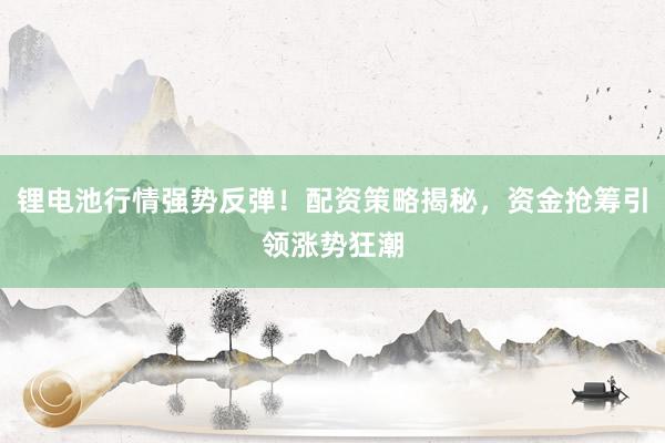 锂电池行情强势反弹！配资策略揭秘，资金抢筹引领涨势狂潮