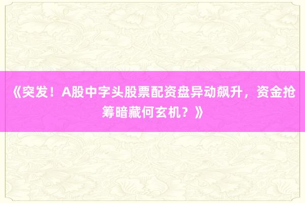 《突发！A股中字头股票配资盘异动飙升，资金抢筹暗藏何玄机？》