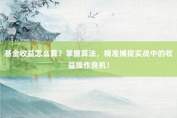 基金收益怎么算？掌握算法，精准捕捉实战中的收益操作良机！