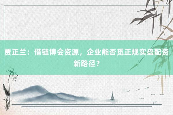 贾正兰：借链博会资源，企业能否觅正规实盘配资新路径？