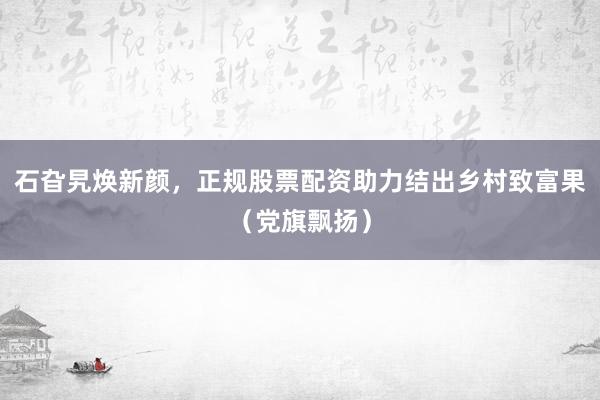 石旮旯焕新颜，正规股票配资助力结出乡村致富果（党旗飘扬）