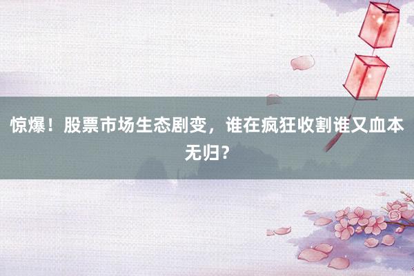 惊爆！股票市场生态剧变，谁在疯狂收割谁又血本无归？