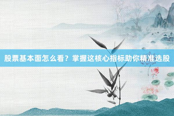 股票基本面怎么看？掌握这核心指标助你精准选股
