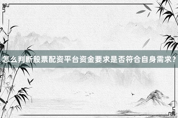 怎么判断股票配资平台资金要求是否符合自身需求？