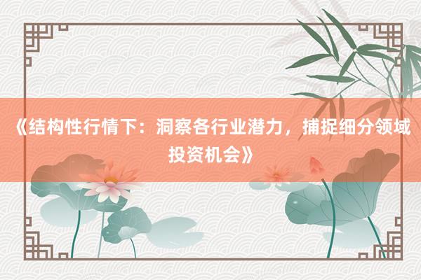 《结构性行情下：洞察各行业潜力，捕捉细分领域投资机会》