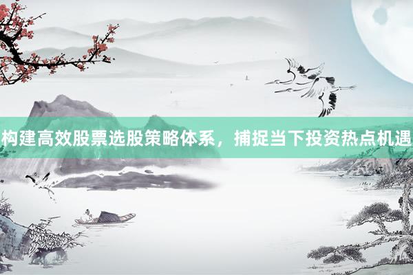 构建高效股票选股策略体系,捕捉当下投资热点机遇