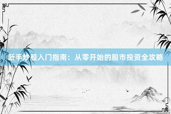 新手炒股入门指南：从零开始的股市投资全攻略